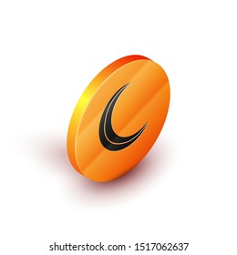 Isometric Moon and stars icon isolated on white background. Orange circle button. Vector Illustration