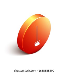 Isometric Mop icon isolated on white background. Cleaning service concept. Orange circle button. Vector Illustration