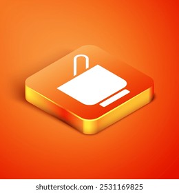 Isometric Mortar and pestle icon isolated on orange background.  Vector