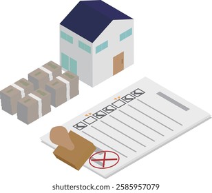 Isometric mortgage loan image material