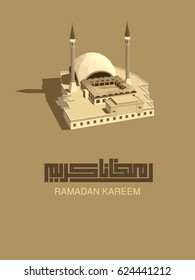 Isometric Mosque, 3D Design Vector, Ramadan greeting card