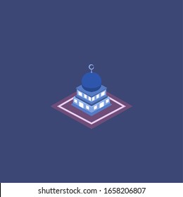 isometrische Moschee, Vektorillustration der Kultstätten der Muslime.