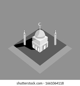 isometric mosque, vector of places of worship of Muslims.