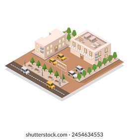 Isometric motel illustrated in vector