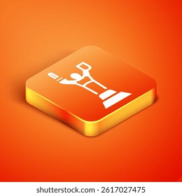 Isometric Mother Motherland monument in Kiev, Ukraine icon isolated on orange background.  Vector