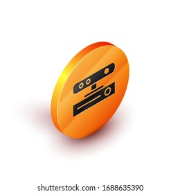 Isometrisches Motion Sensor Symbol einzeln auf weißem Hintergrund. orangefarbene Kreistaste. Vektorillustration-Illustration