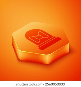 Isometric Motion sensor icon isolated on orange background. Orange hexagon button. Vector