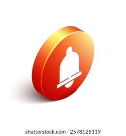 Isometric Motion sensor icon isolated on white background. Orange circle button. Vector