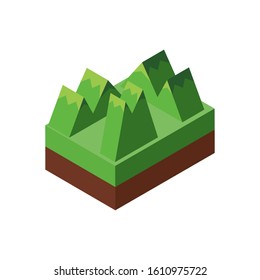 Isometric mountains design, Nature element earth eco ecology conservation bio environment and outdoor theme Vector illustration