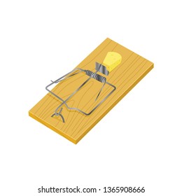 Isometric Mouse Trap Vector Illustration