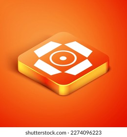 Isometric Movie spotlight icon isolated on orange background. Light Effect. Scene, Studio, Show.  Vector