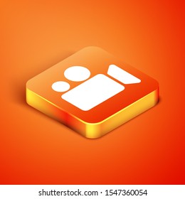 Isometric Movie or Video camera icon isolated on orange background. Cinema camera icon.  Vector Illustration
