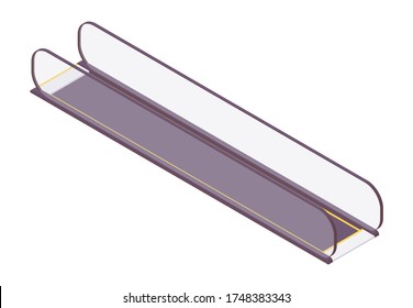 Isometric moving walkway or travolator, moving sidewalk. At the airport, metro, business center