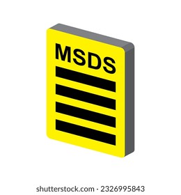 Isometrisches MSDS Dokumentsymbol. Industrielle Sicherheit für den Umgang mit gefährlichen Stoffen und chemischen Verfahren.
