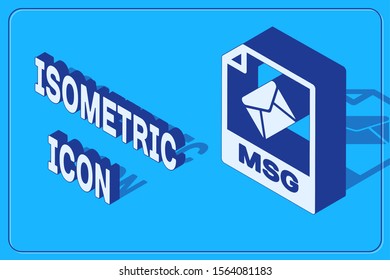 Isometric MSG file document. Download msg button icon isolated on blue background. MSG file symbol.  Vector Illustration