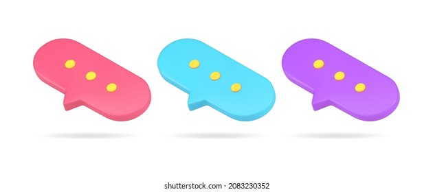 Isometric Multicolored Speech Bubble Quick Tips Set 3d Icon Vector Illustration. Internet Social Networks Dialogue Chatting Information Decorative Design Isolated. Chat Box Notification Alert