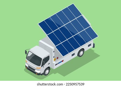 Isometric multifunctional electricity generator. Solar panels, wind panels and a diesel generator all-in-one.