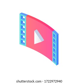 Isometric multimedia icon. 3d video player symbol isolated on white background. Vector illustration For Web, Mobile, apps, social media