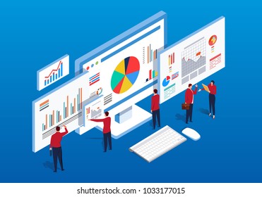 Isometric Multiple Web Pages And Data Analysis