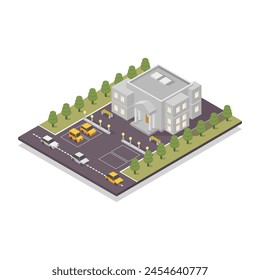 Isometric museum building illustrated in vector