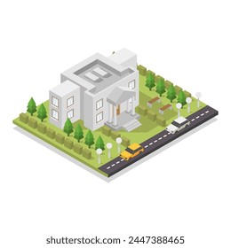 Isometric museum illustrated in vector
