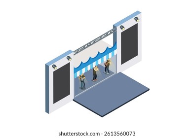 Isometric Music Event stage, 3d Concept Isometric View. Suitable for Diagrams, Game Asset, And Other asset
