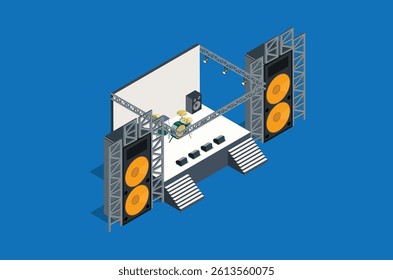 Isometric Music Event stage, 3d Concept Isometric View. Suitable for Diagrams, Game Asset, And Other asset
