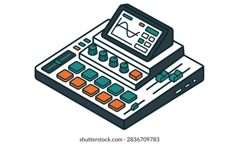 Isometric music production sampler and drum machine workstation
