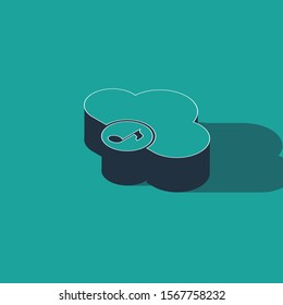 Isometric Music streaming service icon isolated on green background. Sound cloud computing, online media streaming, online song, audio wave.  Vector Illustration