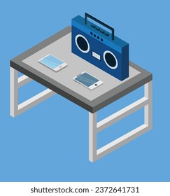 isometrisches Musiktisch, Vektordesign