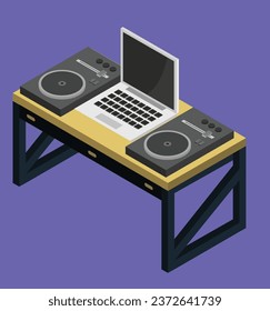 ilustración de diseño vectorial de prueba de tabla de música isométrica