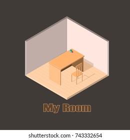 Isometric My Room Design Table and Chair