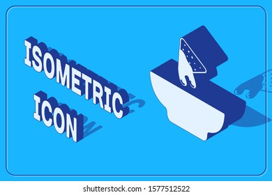 Isometric Nachos in plate icon isolated on blue background. Tortilla chips or nachos tortillas. Traditional mexican fast food.  Vector Illustration