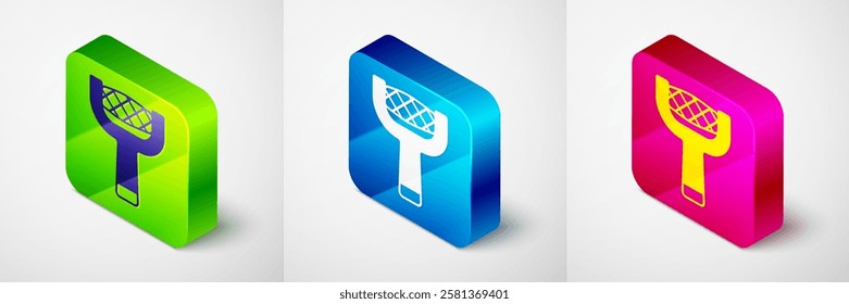 Isometric Nail file icon isolated on grey background. Manicure tool. Square button. Vector