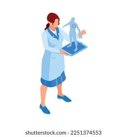 Composición nanotecnológica isotítrica con imagen de investigación científica aislada sobre ilustración vectorial en fondo blanco