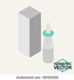 Isometric Nasal Spray with Box / Vector