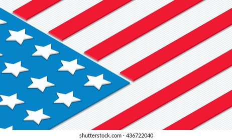 Isometric national flag of the USA. 4 of July. Independence Day Sign