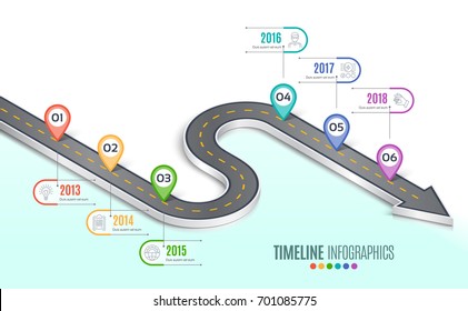 Isometric navigation map infographic 6 steps timeline concept. 