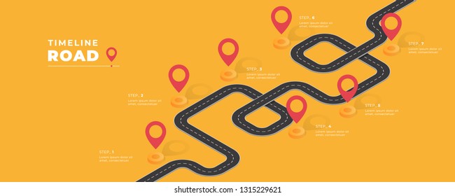 Isometric navigation map infographic. Winding road. Vector illustration.