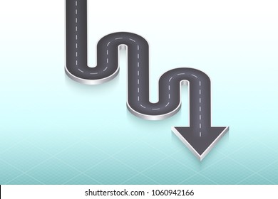 Isometric navigation map. Winding roud concept. Vector illudtration