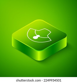 Isometric Necklace on mannequin icon isolated on green background. Green square button. Vector