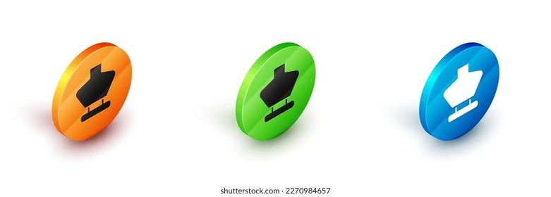 Isometric Necklace on mannequin icon isolated on white background. Jewelry bust. Dummy for costume jewelry. Stand for jewelry. Circle button. Vector