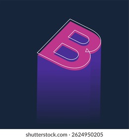 Isometric Neon Letter B Typography Design with Retro Futuristic Style on Dark Background