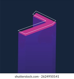 Isometric Neon Number 7 Typography Design with Retro Futuristic Style on Dark Background