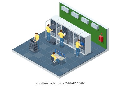 In: Isometric Network Computing Technologies. Digitaler Raum. Datenspeicherung. Das Rechenzentrum bietet Datenspeicherung und -verarbeitung und bietet eine hohe Leistung für Big Data-Analysen und maschinelles Lernen.