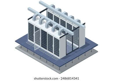 In: Isometric Network Computing Technologies. Digitaler Raum. Datenspeicherung. Das Rechenzentrum bietet Cloud-Computing und Netzwerkressourcenmanagement sowie virtuelle Server und Hochgeschwindigkeitsverbindungen.