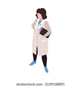 Isometric neurological neurology composition with isolated character of female neurologist on blank background vector illustration
