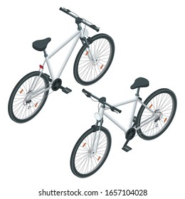 Isometric new bicycle isolated on a white background. Road bike