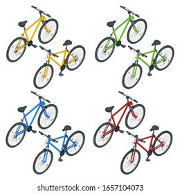 Isometric new bicycle isolated on a white background. Road bike