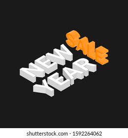 Isometric new year sale text concept